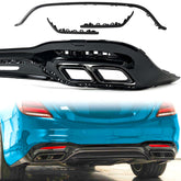 Heckdiffusor Diffusor Auspuff Schwarz für Mercedes W222 V222 AMG Line facelift 17-20